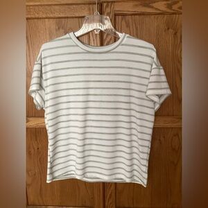 Green Envelope White and Gray Striped Tee